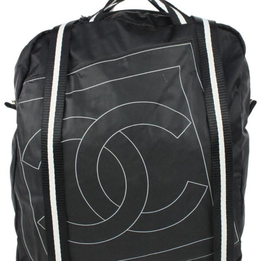Chanel Black CC Logo Sports Lin Backpack Convertible Tote Bag 5cas928